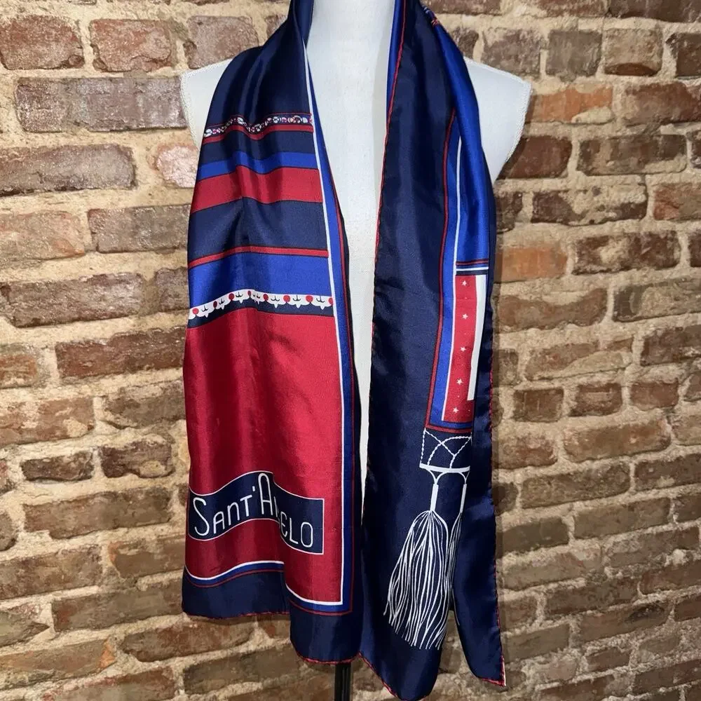 Vintage Giorgio Sant’Angelo for Sally Gee Silk 1960’s Scarf Japan 62x17 Luxury